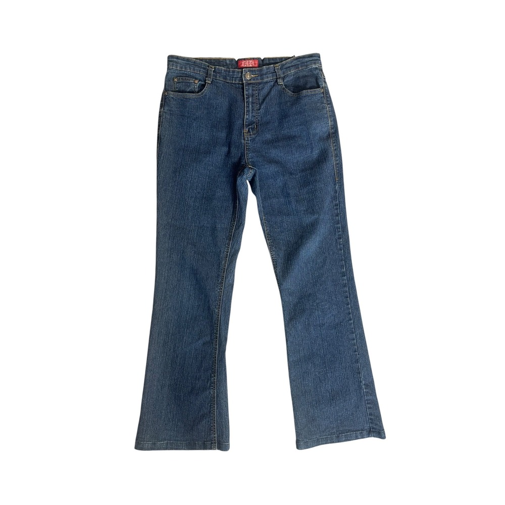 Y2K Cosjeans Size 12 Dark Wash‎ Bootcut Denim Jeans Embellished Pockets Ramie